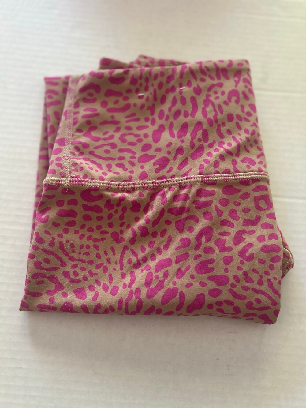JoyLab Small Pink Leopard Print High-Rise 7/8 Workout Yoga Leggings Pocket